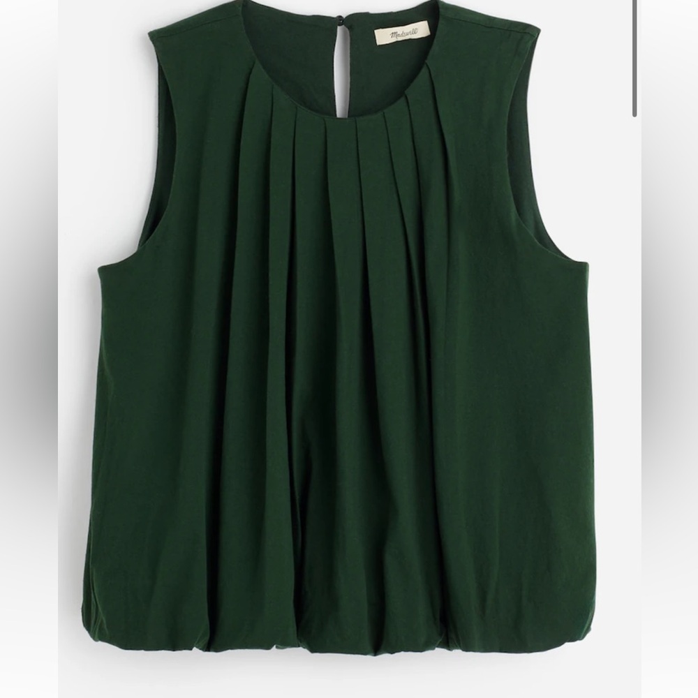 Forest Green Sleeveless Crewneck Bubble Top - Picture 3 of 8
